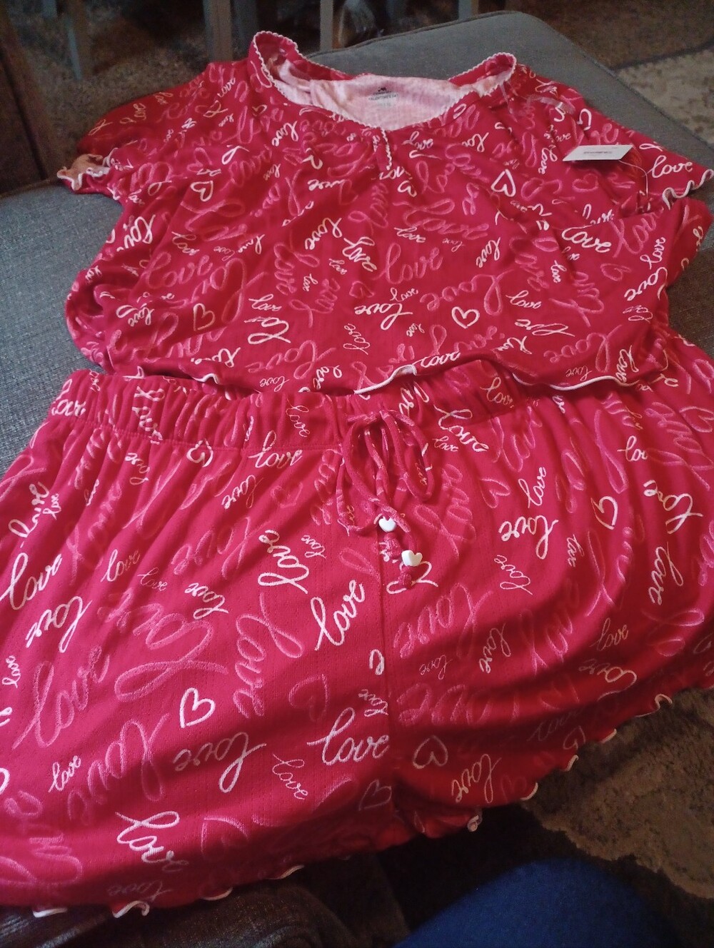 Red 'Love' Print PJ Set